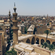 The view from the minart of the Amir Khyarbek Mausoleum across al-Darb al-Ahmar. The 'Blue Mosque' can be seen in the bottom right, recently restored by the Aga Khan Trust for Culture.